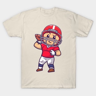 Cute Rugby Player Hold Rugby Ball Cartoon T-Shirt